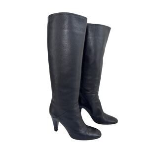 Vicini Giuseppe Zanotti Tall Black Leather Boots Size 40 High Heel Italian Chic